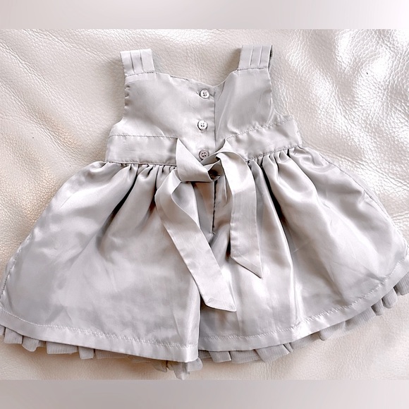 Elegant Sequins Silver Satin Sleeveless Party Dress, Crinoline, Birthday Wedding - Picture 5 of 11